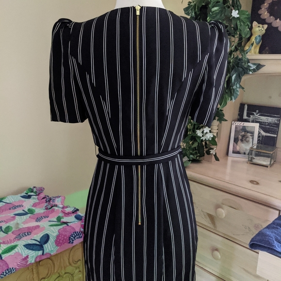 EXPRESS Pinstripe Belted Dress - Picture 2 of 6